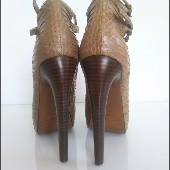 Leon Max Genuine Snakeskin Tan Heels Size 9 - Picture 3 of 8